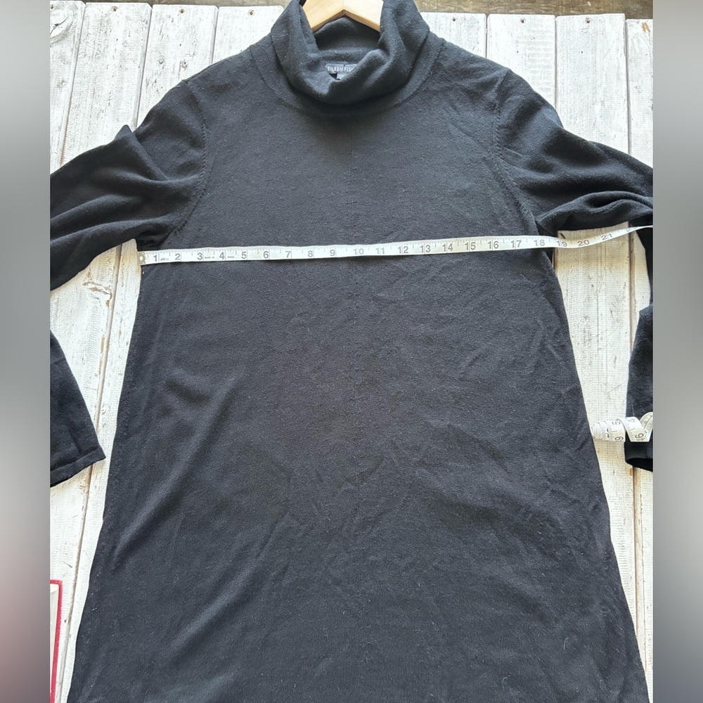 Eileen Fisher Black Merino Wool Turtleneck Dress Tunic | Size S - Picture 4 of 11
